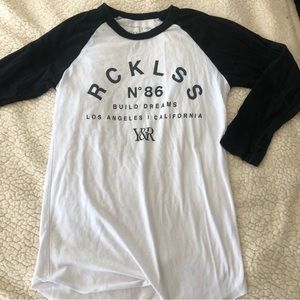 Women’s Black and White Graphic 3/4 Sleeved T-Shirt